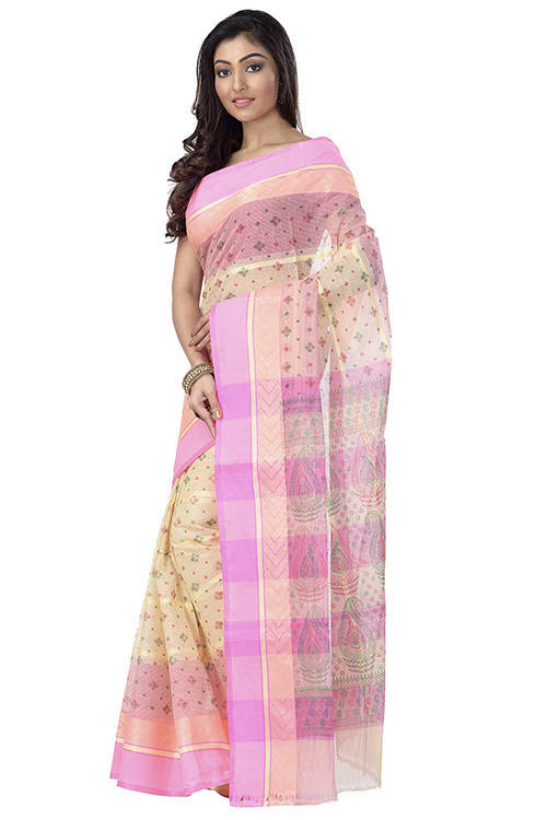 Pink Pure Cotton ANARKOLI PRINT Tant Saree Print (4072)